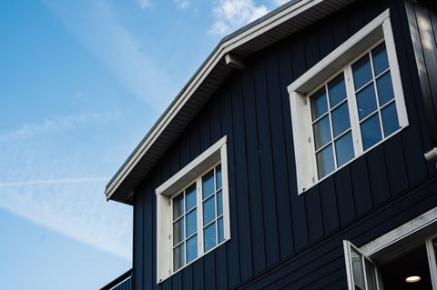 Dark blue vertical siding